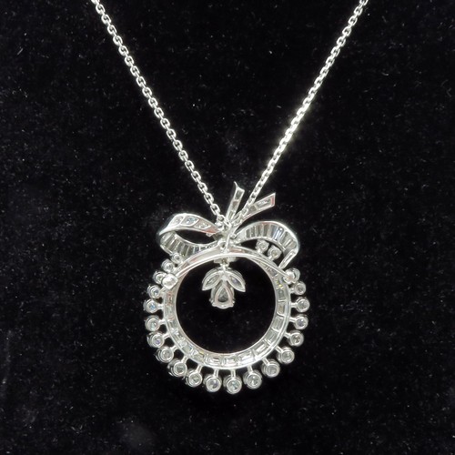 NYJEWEL Platinum 6ctw Diamond Brooch Pendant Necklace 16" Center Diamond 0.83ct - Picture 3 of 7