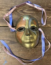 Vintage 1980s Brass Mardi Gras Carnival Masquerade Mask