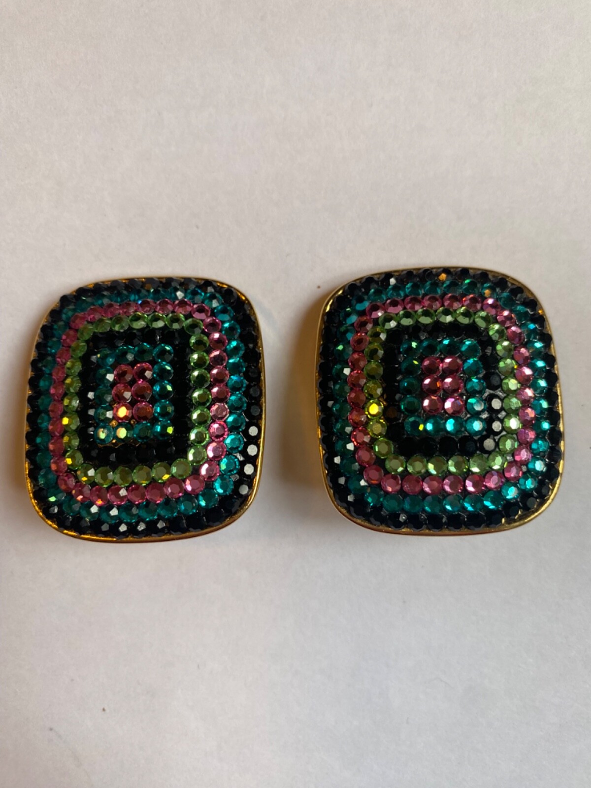 Beautiful Vintage Clip-on Rectangular Earrings - … - image 3
