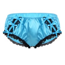 UK Mens Satin Ruffled Bloomer Sissy Crossdress Knickers Briefs Panties