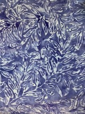 Cotton Blue/Purple Leaf Motif Batik Quarter yard 9 x44