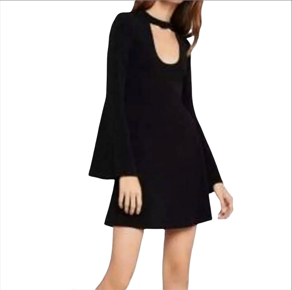 BCBG Generation Black Keyhole Choker Swing Dress Size XS