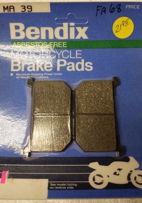 BENDIX MOTORCYCLE BRAKE PADS MA39 DP308 1980-1984 KAWASAKI KZ GPZ