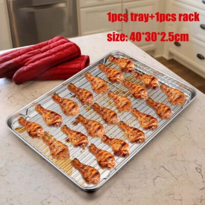 Baking Pan Roasting Rack Big W Large Stainless Steel Baking Pan