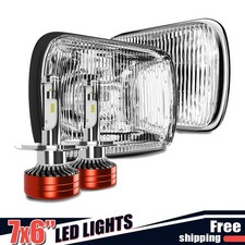 Pair 5x7 H6054 LED Housing H4 9003 Fog Light Bulbs for Wrangler YJ XJ