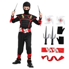Kids Ninja Costumes Set Dragon Ninja Costume Halloween Ninjas Kids-S-4/5T Black