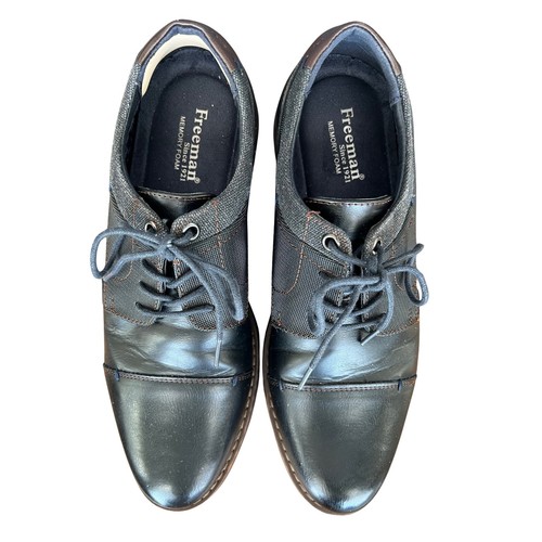 Freeman Mens Dress Shoes Lace Up Oxfords Casual Business Black - Picture 3 of 4