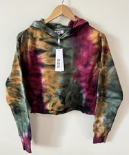 525 America Tie Dye Crop Hoodie Sweater Size Small Amber Multi