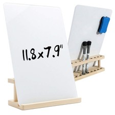 Glass White Board with Stand,Magnetic Mini Dry Erase Board for Desk,Small Des...