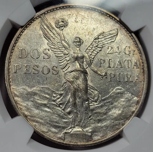 1921 Mexico Silver 2 Pesos Dos Pesos NGC AU Certified Great Detail Cleaned *K743