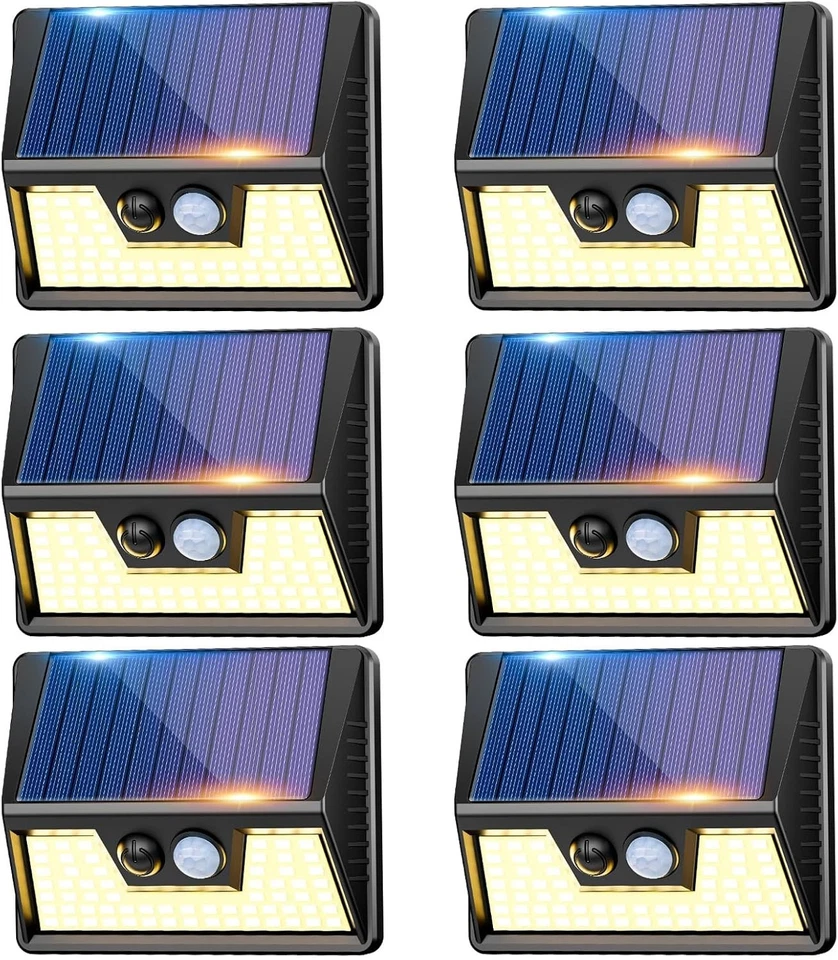 Solarlampen für Außen mit Bewegungsmelder, 6 Stücke 3 Modi 3000K Warmweiß LED... - Bild 2 von 4
