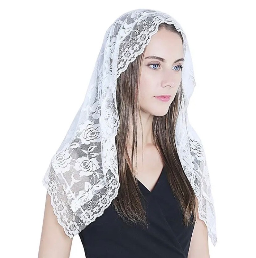 Lace Mantilla Catholic Veil Church Veil Chapel Veil Head Covering Latin Mass