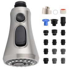 Universal Pull down Kitchen Faucet Head Replacement, 3 Function Anti-Splashing F