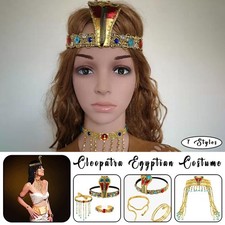 Women Egyptian Headpiece Necklace Bracelet Set Pharaoh Cobra Costume Cosplay.
