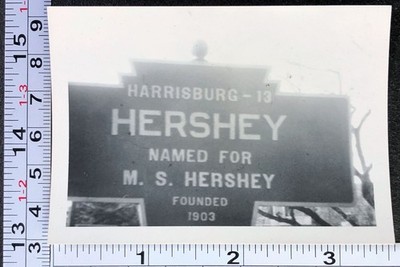 Hershey PA Dauphin County Welcome Town Sign Vintage BW Photo Snapshot