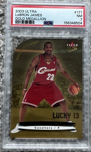 2003-04 Fleer Ultra #171 LeBron James Rookie RC Gold Medallion PSA 7 Cavs Lakers