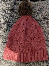 Womens Pink Knitted Beanie (100% Cotton)
