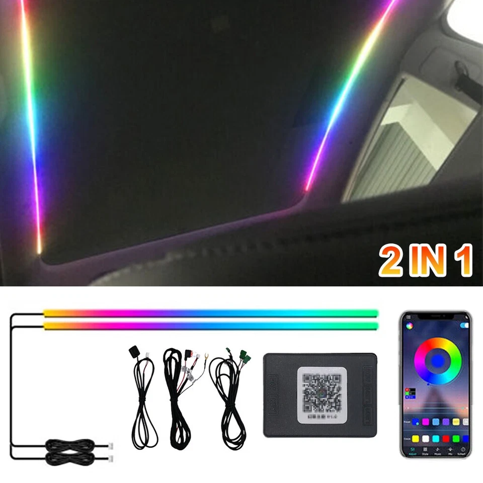 2IN1 110cm~Car Roof Atmosphere Lamp Sunroof RGB LED Strip Symphony Ambient Light - Image 2 of 4
