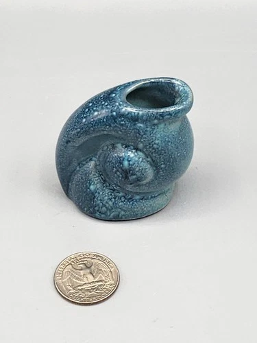 Vintage Frankoma 558 Miniature Mini Snail Vase Blue