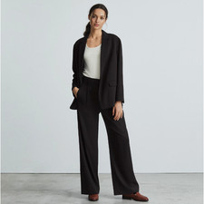 Everlane Womens The Way-High Drape Pant Size 12 30" Inseam Pleated Black NWT