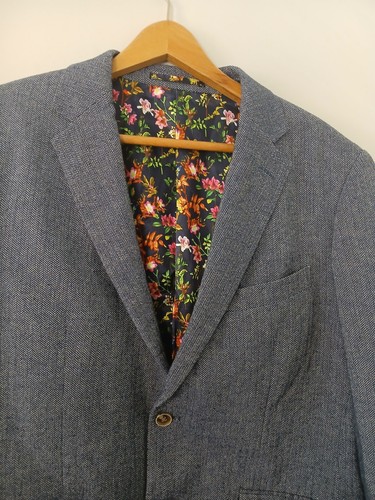 Skopes Blue Jude Tweed Tailored Fit Suit Jacket - Picture 2 of 7