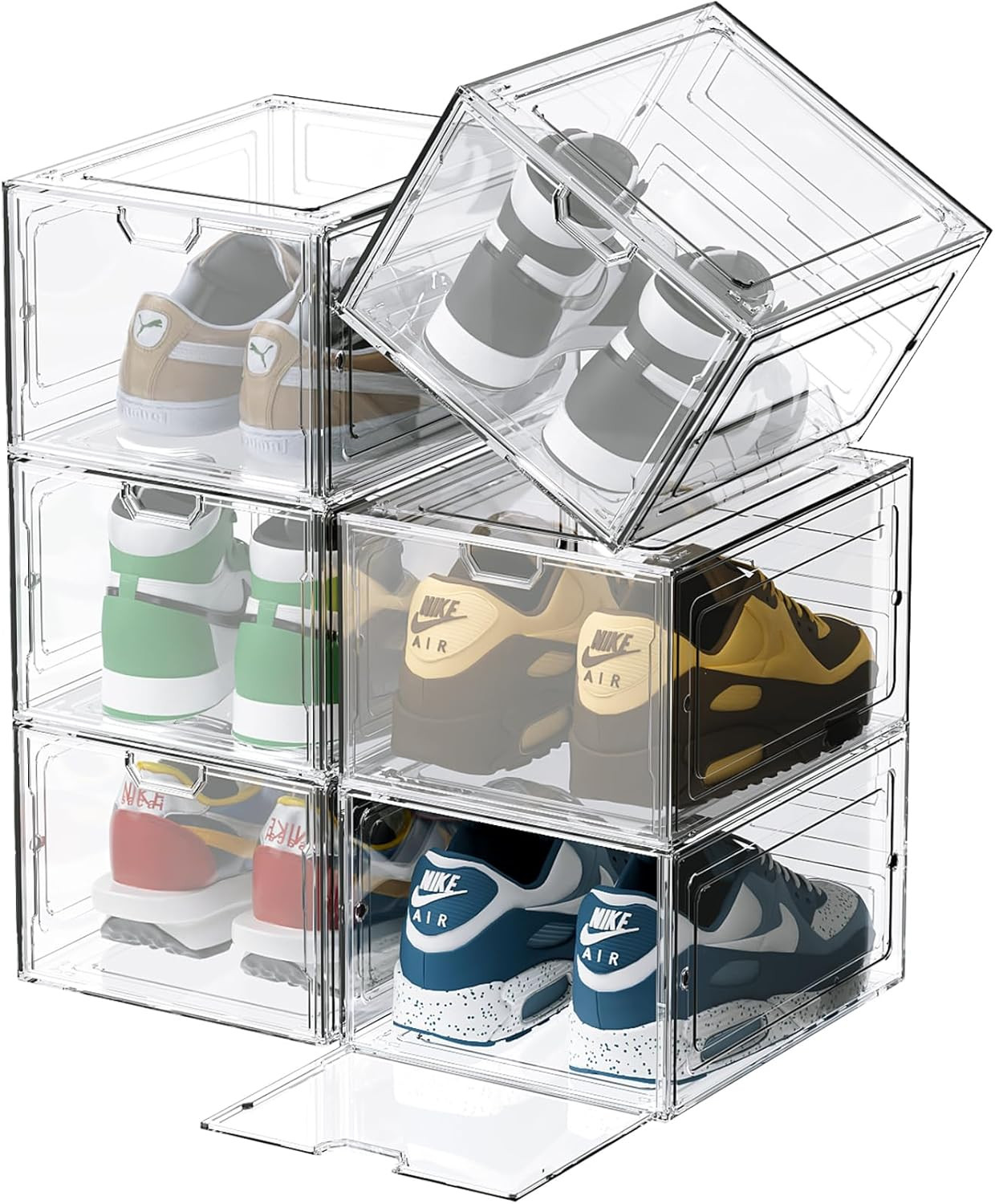6 Scatole per Scarpe Trasparenti Impilabili - Organizer Salvaspazio