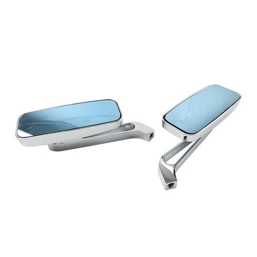 2x Chrome Blue Rearview Side Mirror For Harley For Honda For Kawasaki For Suzuki - Picture 7 of 11