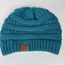 C.C Exclusives Teal Chunky Knit Beanie Women’s Fleece Lined Winter Hat OS
