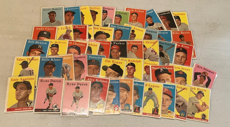 1958 Topps Baseball Lot - 51 cards - poor condition - Aparicio, Ryne Duren RC