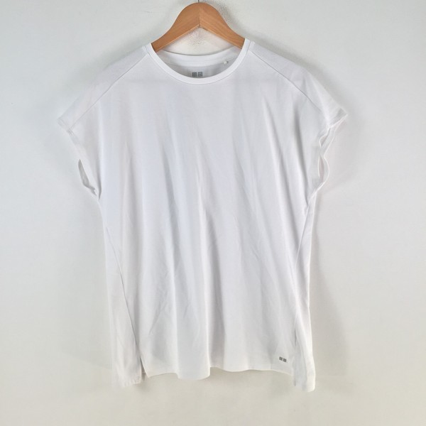 Uniqlo womens t shirt size L white short sleeve fitness gym 123236