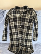 Quince Flannel Shirtdress Small Plaid black and white Collared Long Sleeve Dress