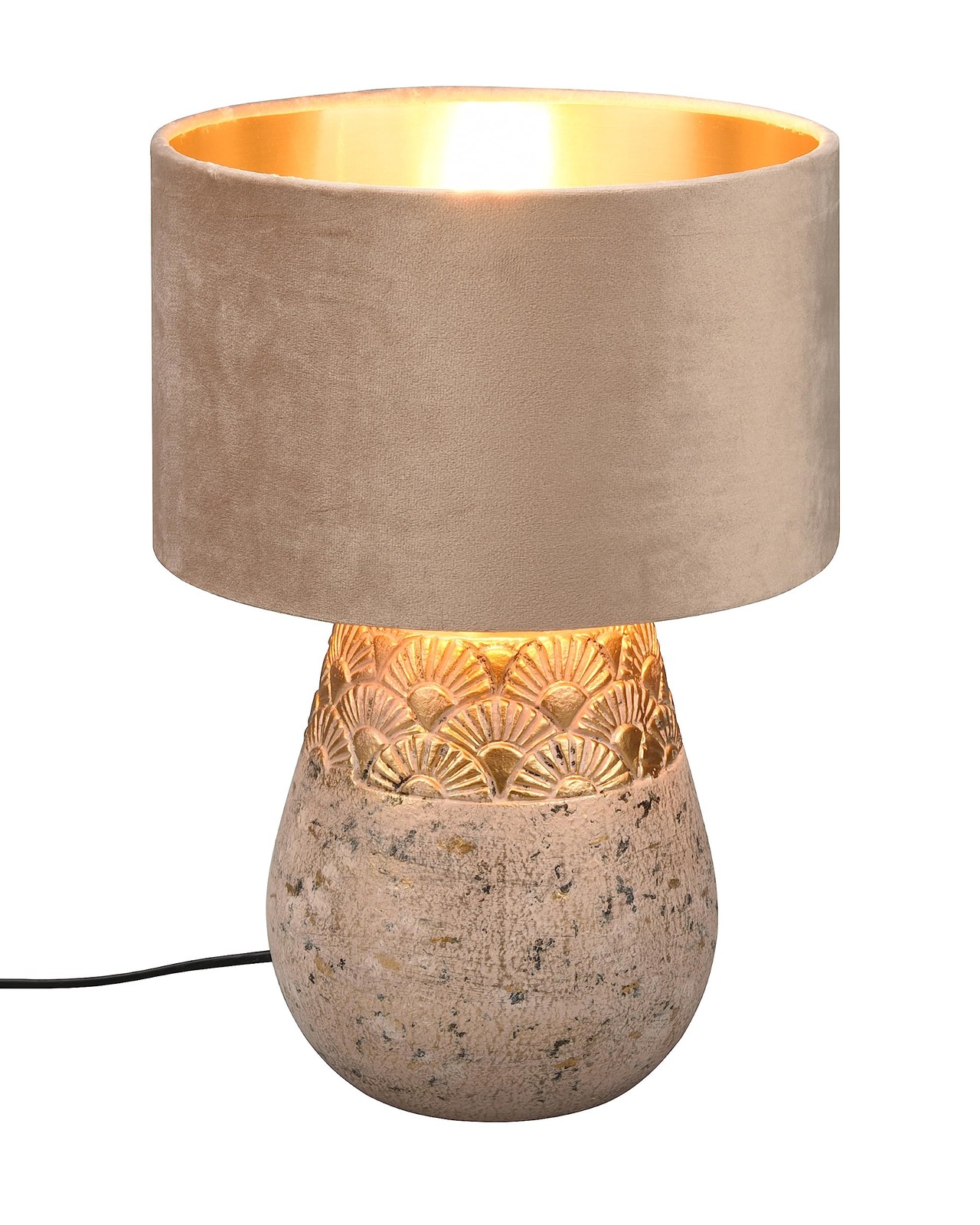 Lampe de table salon et chambre Kiran en tissu beige crée une ambiance cosy