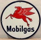 Vintage! Mobil Gas Porcelain Sign! Andy Rooney Made in USA ~11 1/4" Pegasus Oil