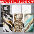 10 Packs Self-Adhesive Grey Marble PVC Cladding Wall Panels for Kitchen Bathroom