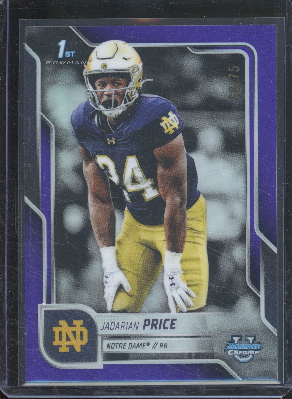 2025 Bowman University Chrome JADARIAN PRICE #117 1st Purple /75 Notre Dame
