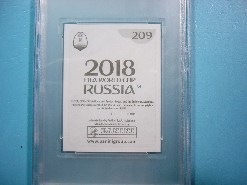 Pegatina de fútbol de la Copa Mundial Panini 2018 #209 Kylian Mbappe PSA 9 como nueva GL Foto 4 de 4