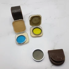Walz Kenko 42mm Camera Filters Blue Yellow Black Polarizing With Cases Lot Of 3