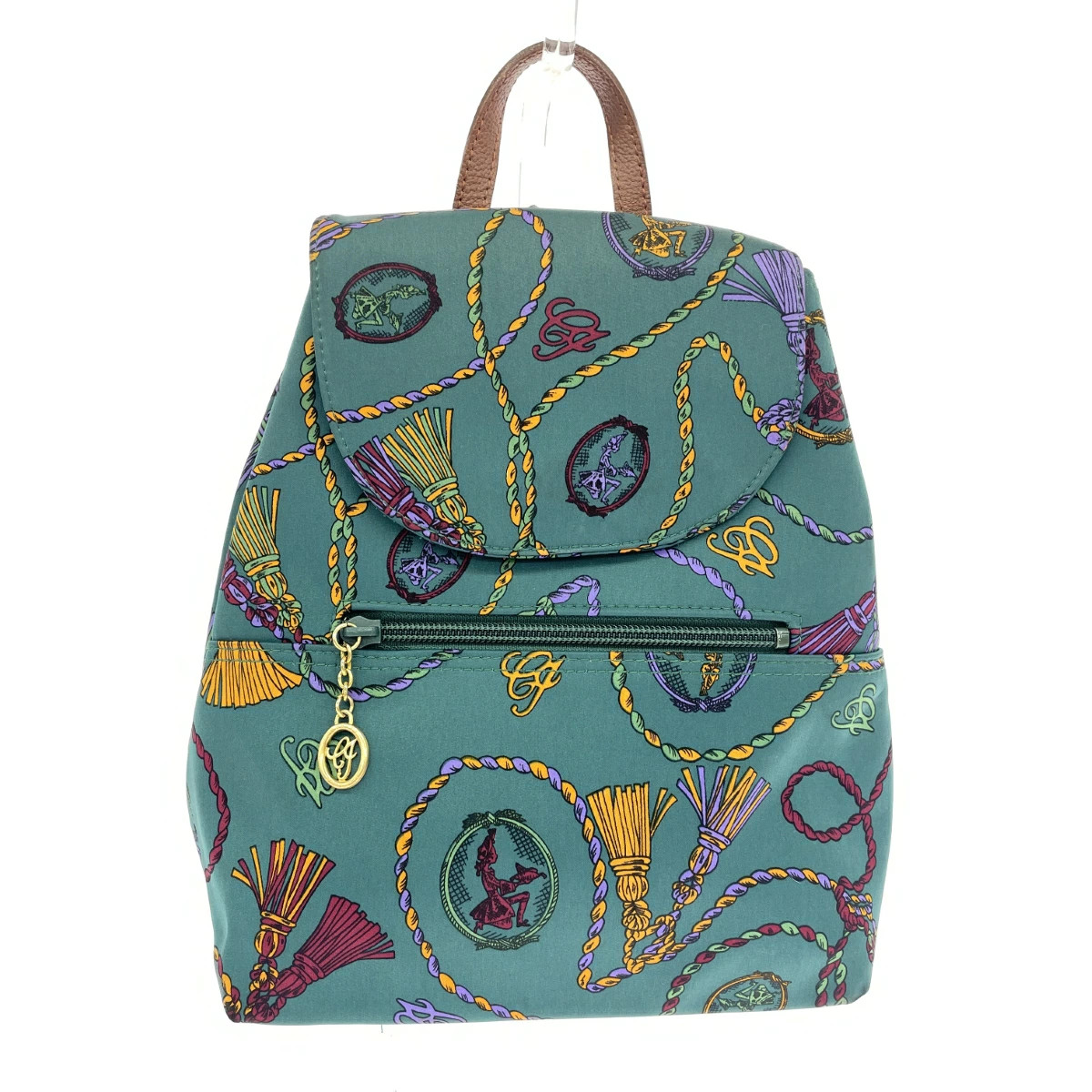 CHARLES JOURDAN Backpack Scarf Pattern Nylon Gree… - image 1