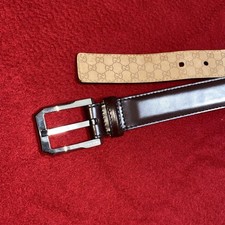 GUCCI buckle belt Dark Brown Leather Authentic Made in Italy Men's Used hardware
