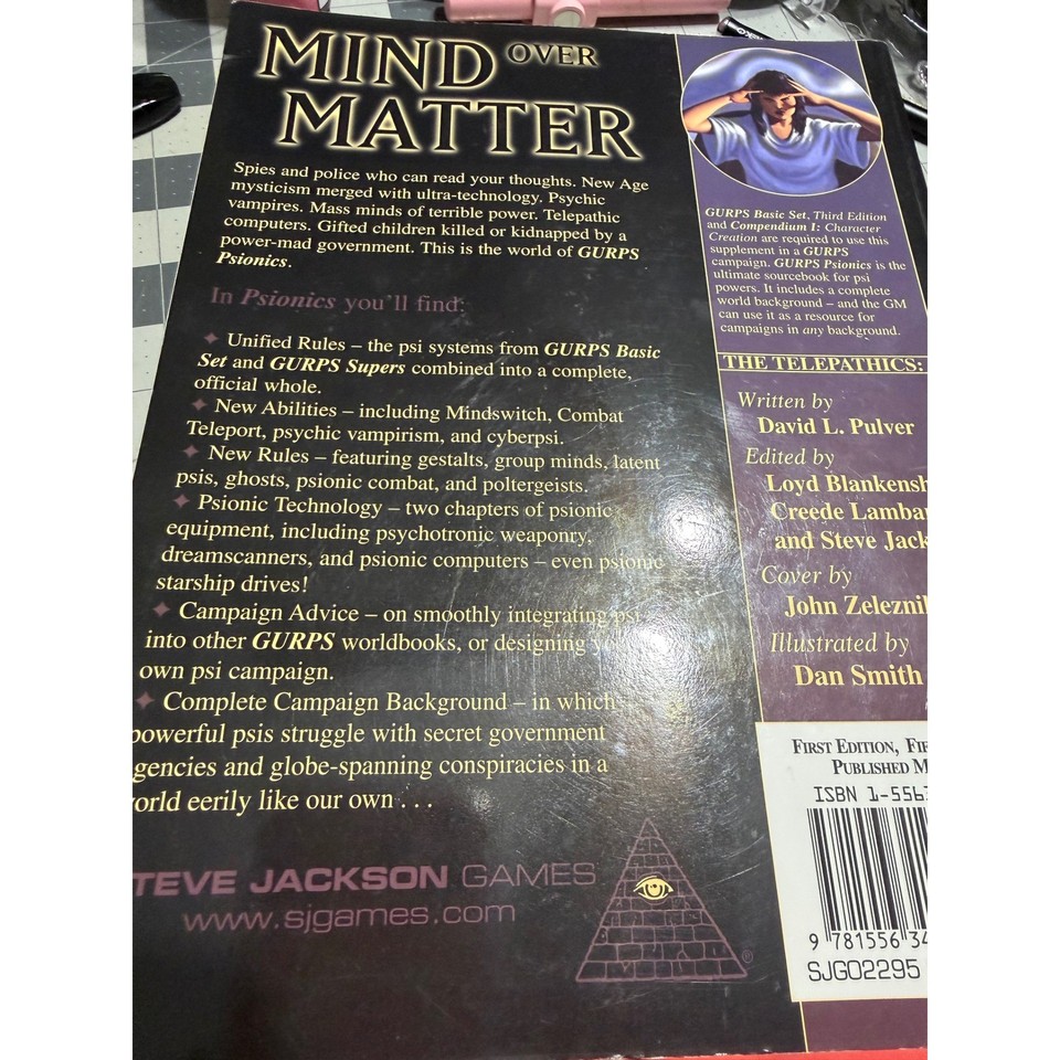Rpg Steve Steve Jackson Games GURPS Psionics Sourcebook Multicolor RPG Supplement ...