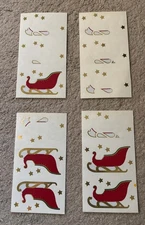 Mrs. Grossman's 5 Sleigh Sled Christmas Stickers Vintage Lot Set Holiday Winter
