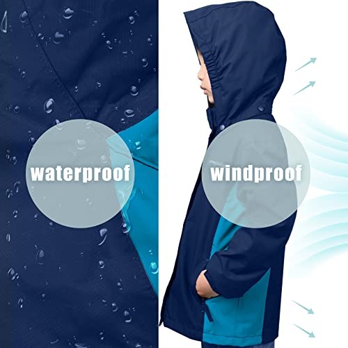 Lightweight Rain Jacket for Kids Hooded Waterproof Windroof Raincoats for - Picture 5 of 7