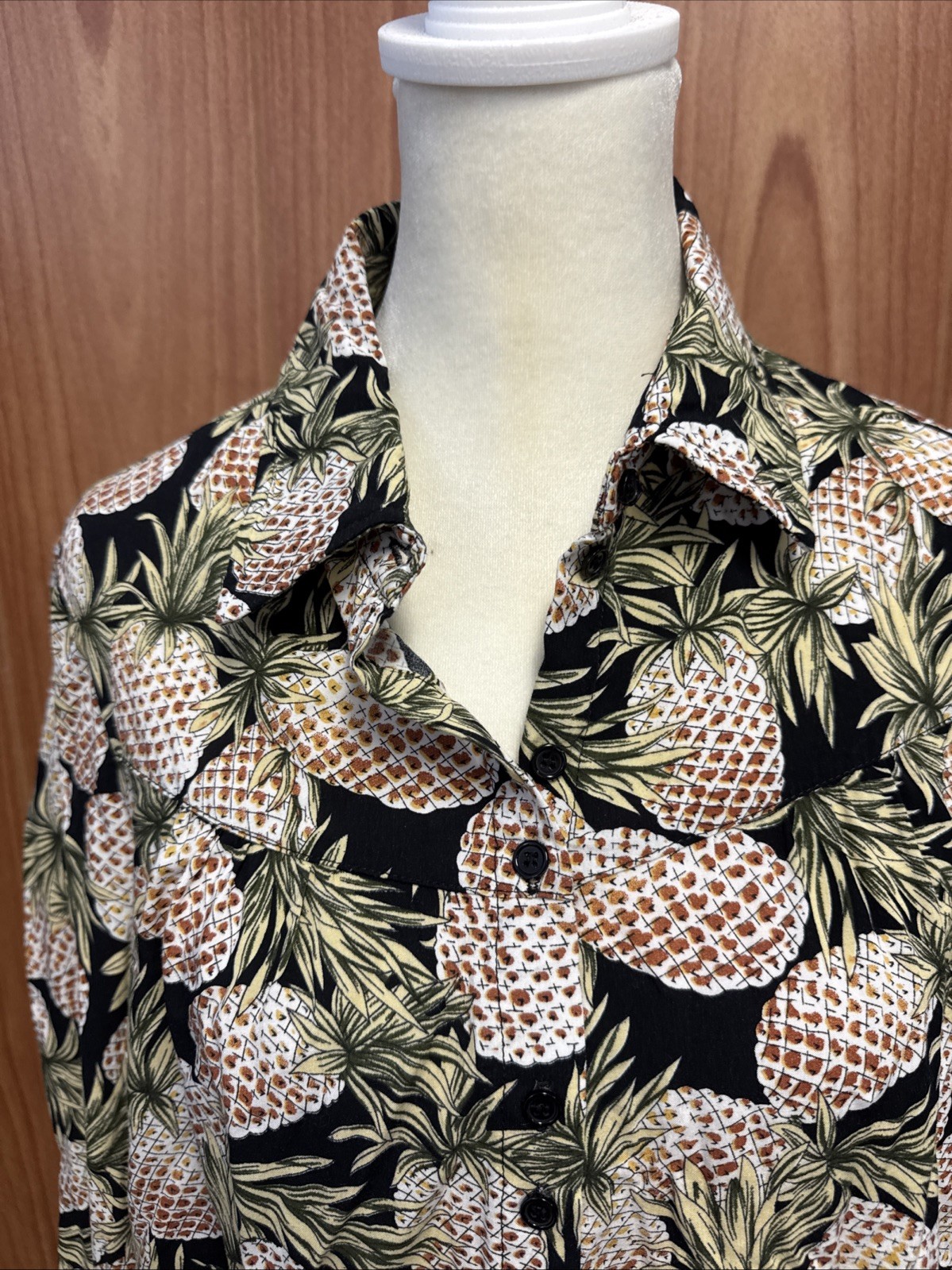 Entro Pineapple Pattern Long Sleeve Button Down W… - image 2