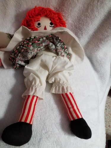 Dolls Raggedy Ann & Andy Cloth 12" Boy Girl Rag Doll Pair Orange Yarn Hair VTG - Picture 9 of 10