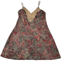 Vintage Y2K Victoria Secret Babydoll Slip Dress Women Medium Multicolor Paisley