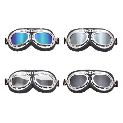 Retro Vintage Pilot Motorcycle Helmet Goggles Protective Glasses Eyewear