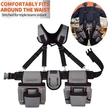 Tool Belt with Suspenders Adjustable Carpenter Tool Pouch  Combination Tool Bag