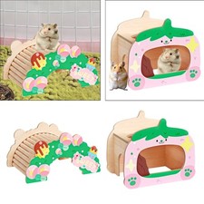 Wooden Hamster Bridge Hiding Hut Reptile Hideout for Gerbils Tortoise Rats