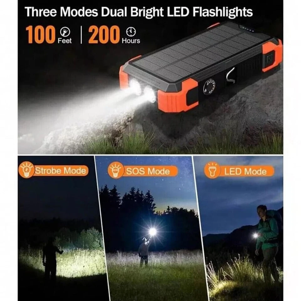 Sudrov 42800mAh Solar Charger Power Bank Wireless Charger Built In 4 Cables 7 Ou - Image 2 of 4