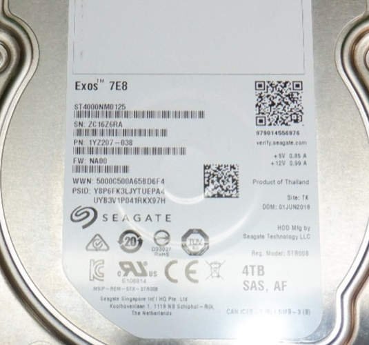 HDD Seagate Exos 7E8 4TB SAS 7200rpm 128MB Cache Con Caddy SC280 - Usato Da Server Dell